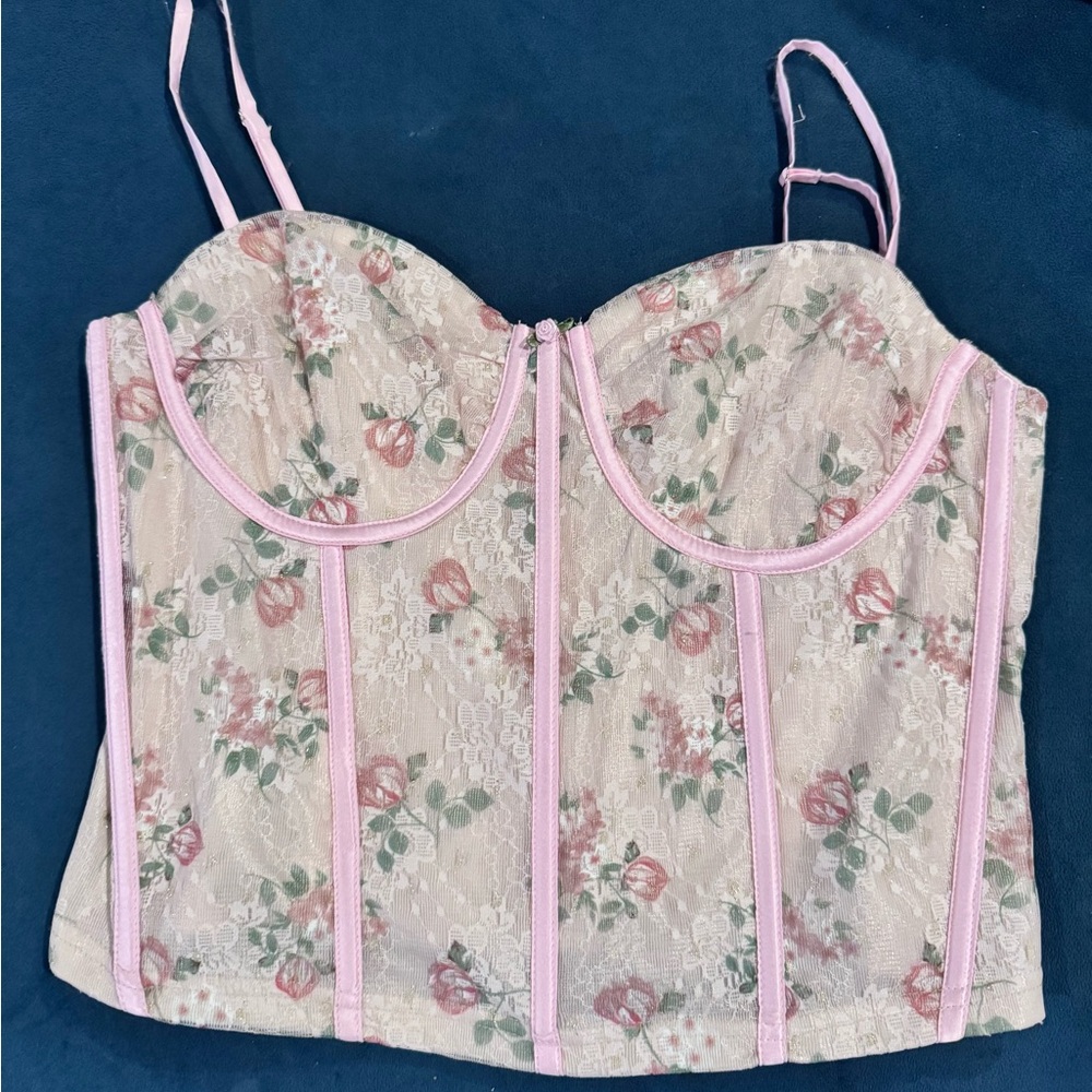 Windsor Pink and Green Textured Corset Top